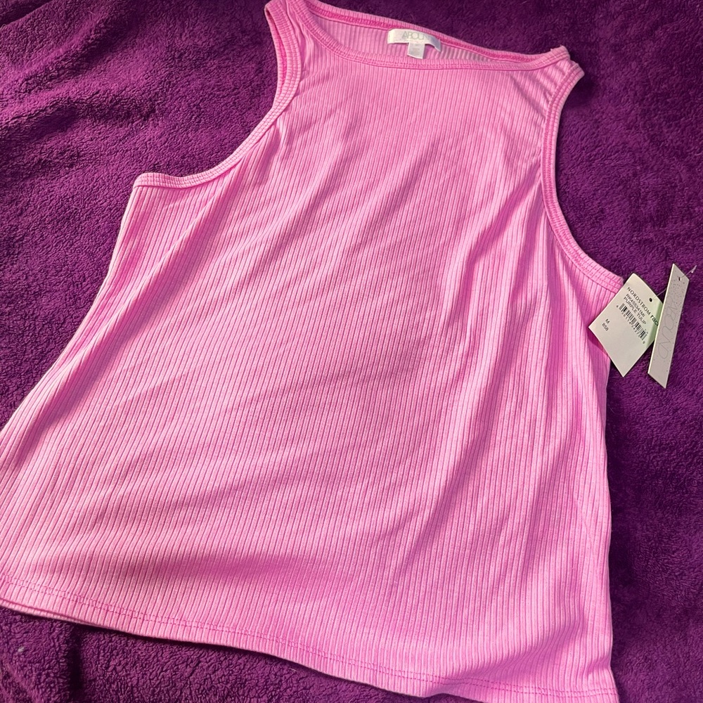NWT Abound Medium Ribbed Pink Tank Top